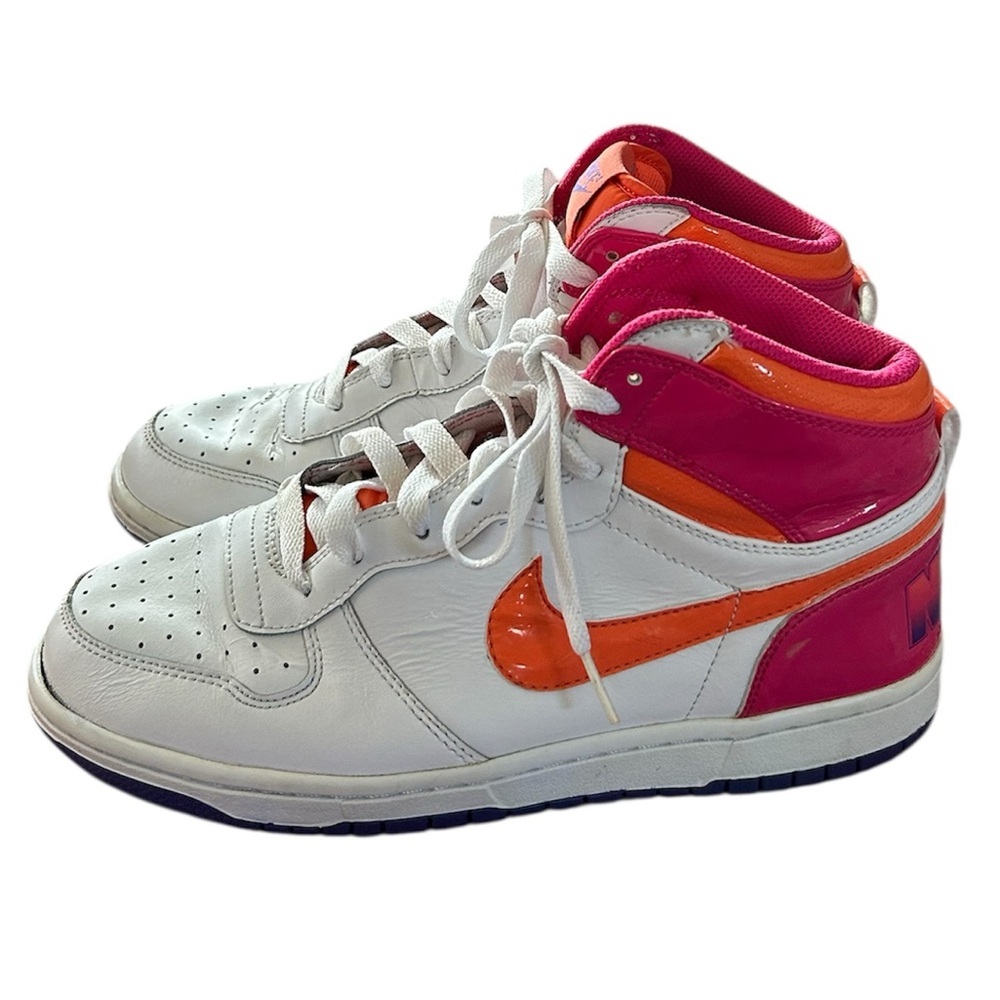 Nike | Women’s White High-Top Sneakers with Orange, Pink, Purple Accents Size 10